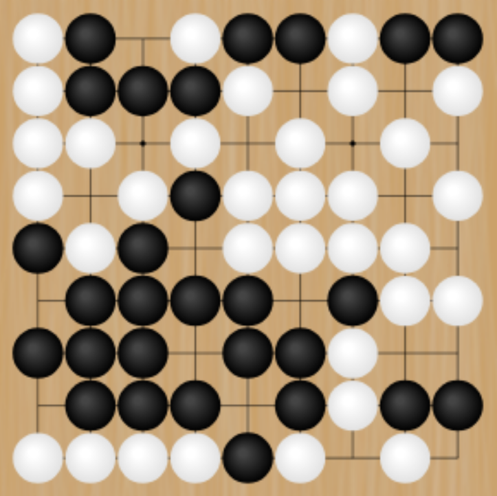 A go board with black and white stones